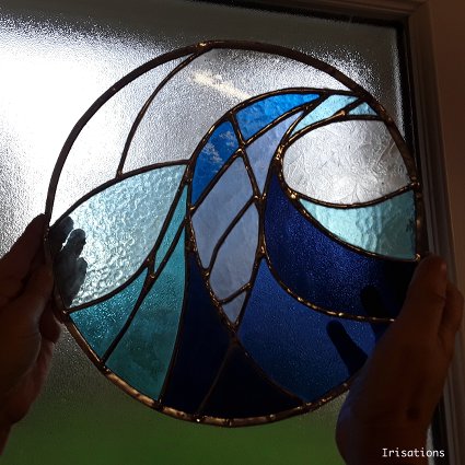 Sea, waves, copper foil technique. Stained glass beginners' class. Paris, Versailles, France.