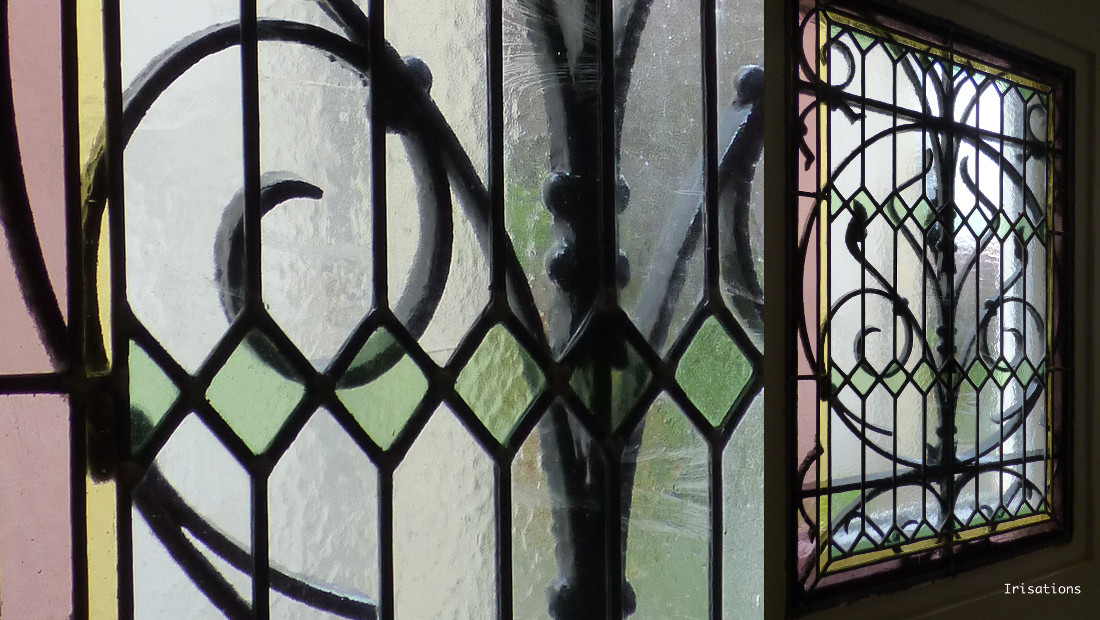 Restoration stained glass window staircase